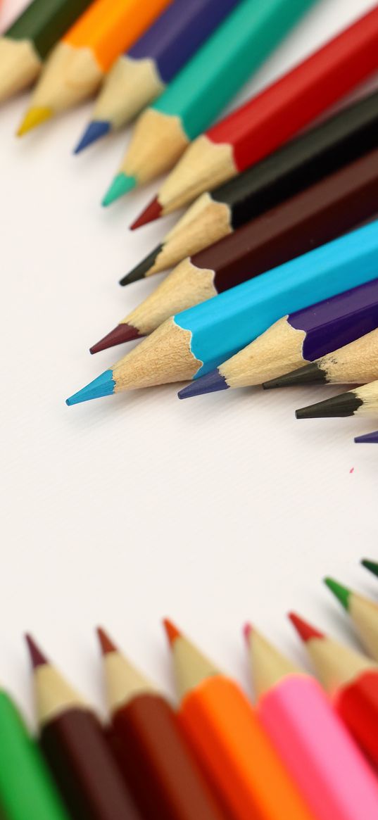 pencils, surface, colorful