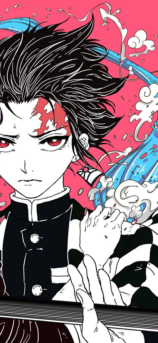 tanjiro, nezuko, demon slayer, anime, sword, art