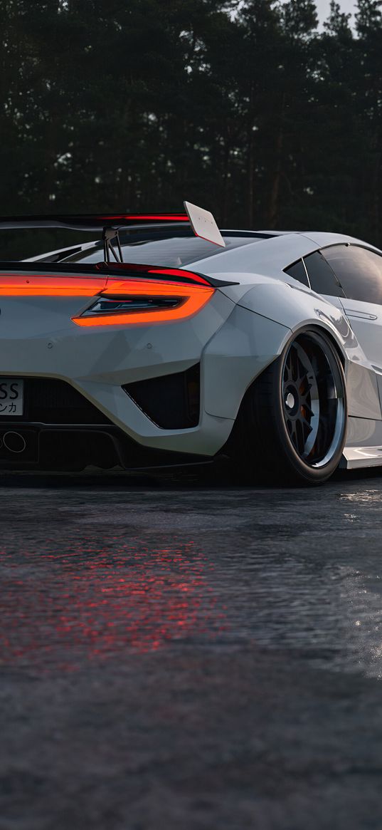 acura nsx, acura, car, sports car, white