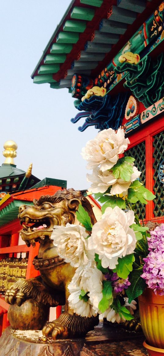 flower, monastery, sky