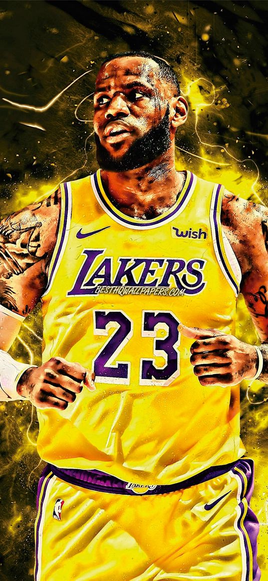 lebron james, basketball player, basketball, lakers, yellow, glow, sports