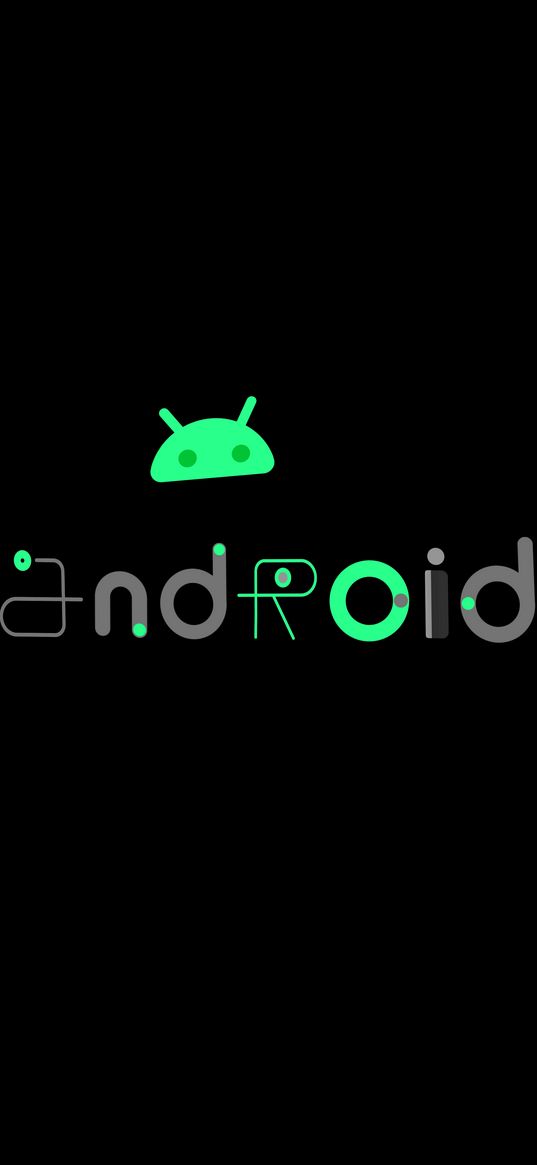 android, inscription, icon, green, black, art