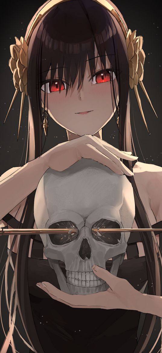 yor forger, spy x family, anime, girl, art, skull