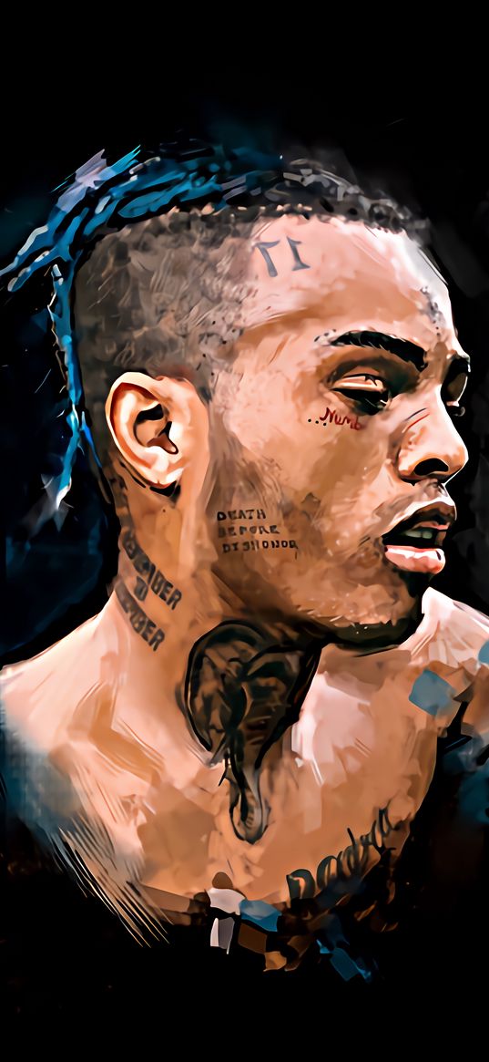 xxxtentacion, rapper, musician, portrait, black background, art