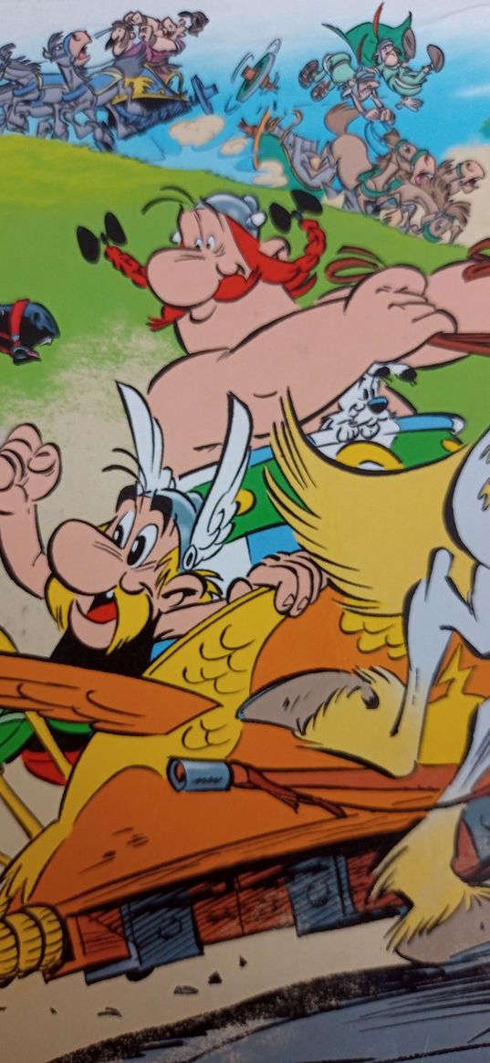 asterix, obelix, gauls, chariot, cartoon, art