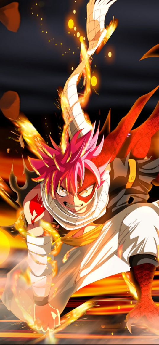 natsu dragnil, fairy tale, anime, guy, warrior, fire, evil, art