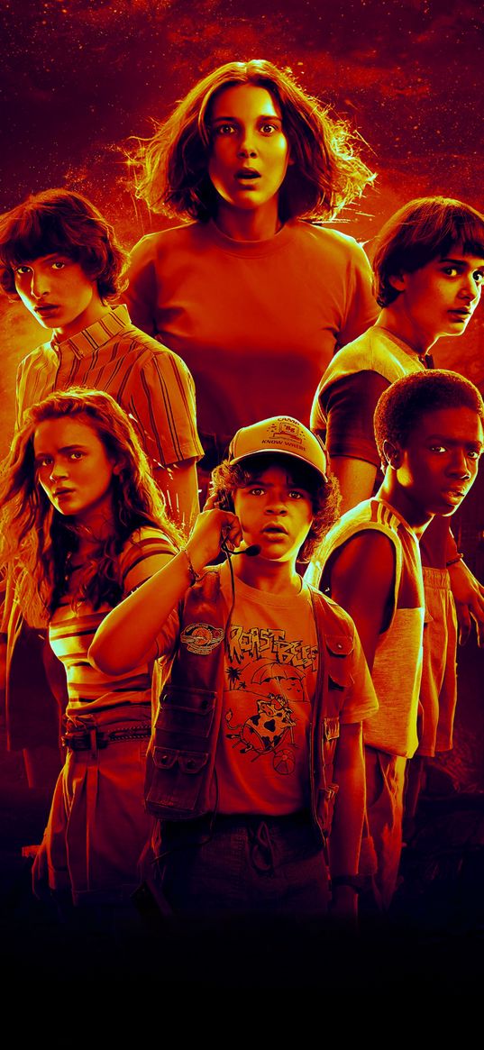 stranger things, netflix, tv series, characters, children, poster