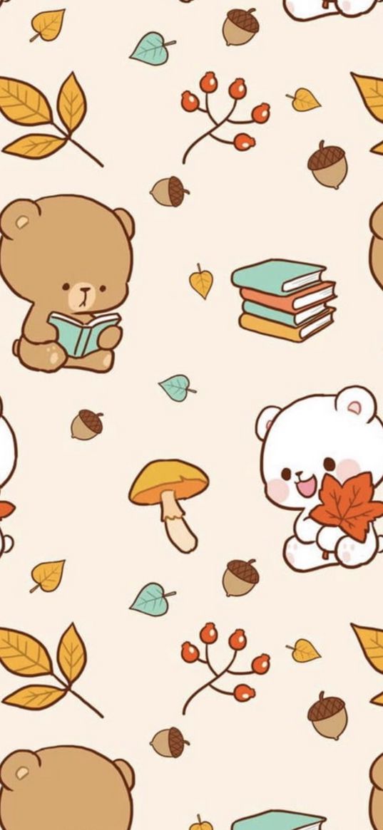 milk and mocha, bears, books, mushrooms, leaves, acorns, cute