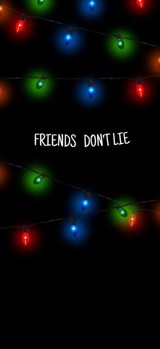 stranger things, tv series, friends don't lie, inscription, garland, art