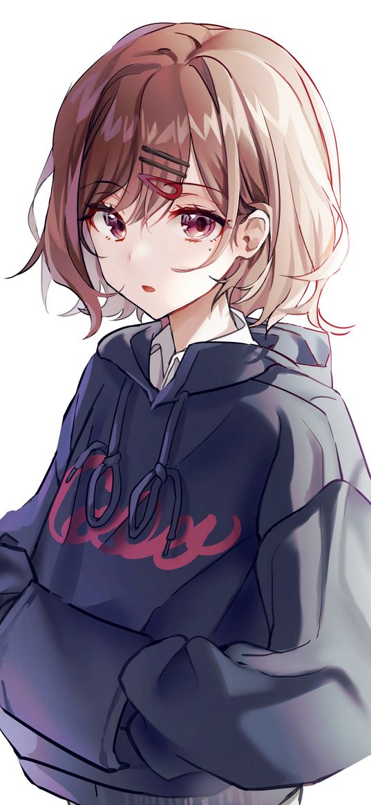 higuchi madoka, idolmaster, anime, girl, art, hoodie