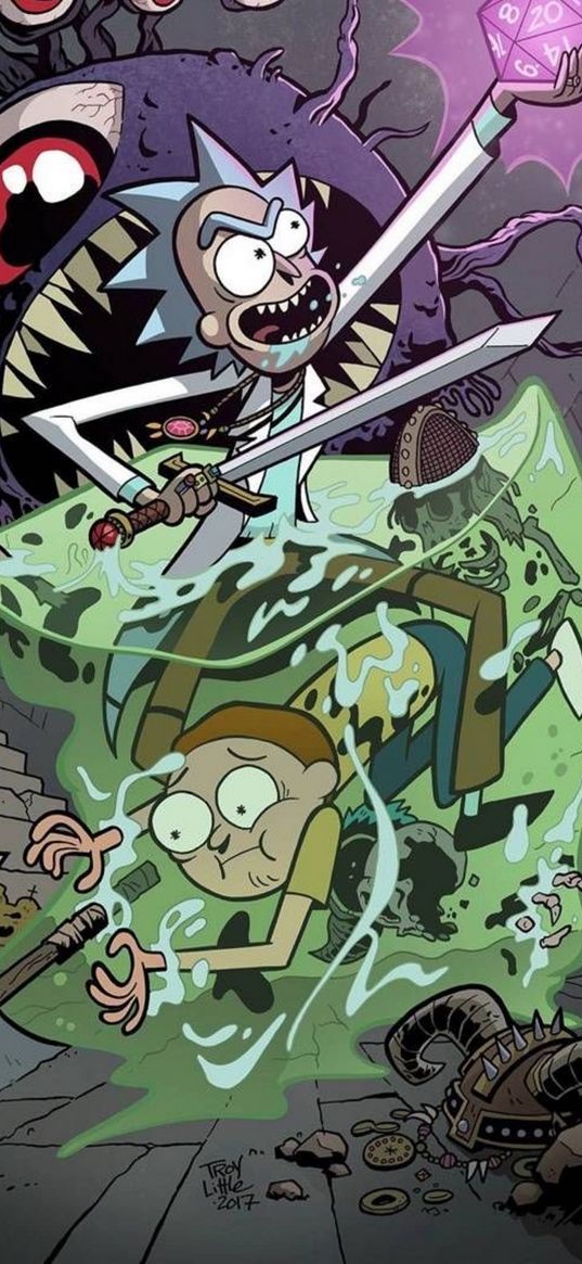 rick and morty, cartoon, monster, treasure, artifact, adventure, art