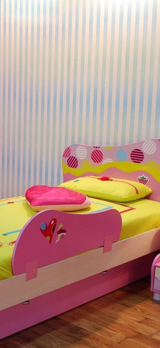 children, design, mirror, interior, room, bed, lamp, pillow