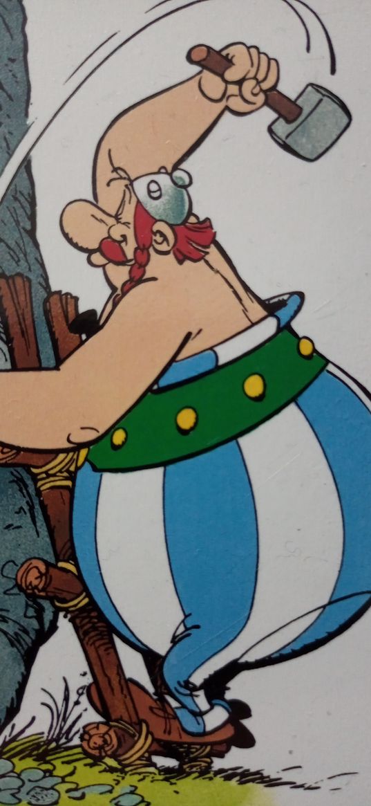 obelix, asterix and obelix, cartoon, gall, hammer, art