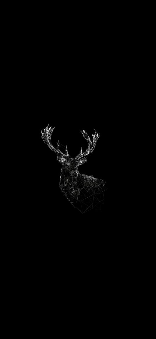 dark, black, hd, 4k, deer, art