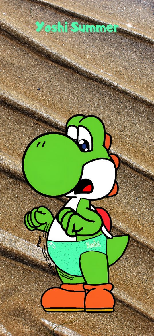 yoshi, summer, mobile wallpaper, nintendo