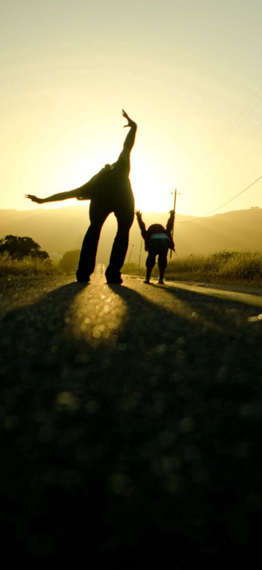 roads, mood, sky, dad, way, hands, light, sun