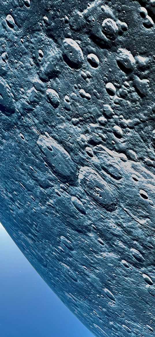 moon, surface, craters, planet, blue