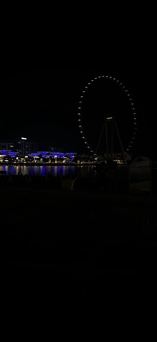 sea, dubai, blue, city, night, dark