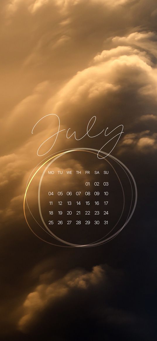 calendar, sky, july