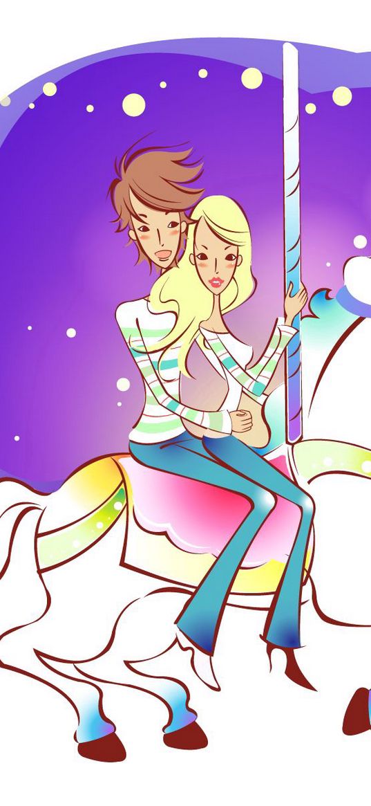 couple, art, drawing, love, carousel, entertainment