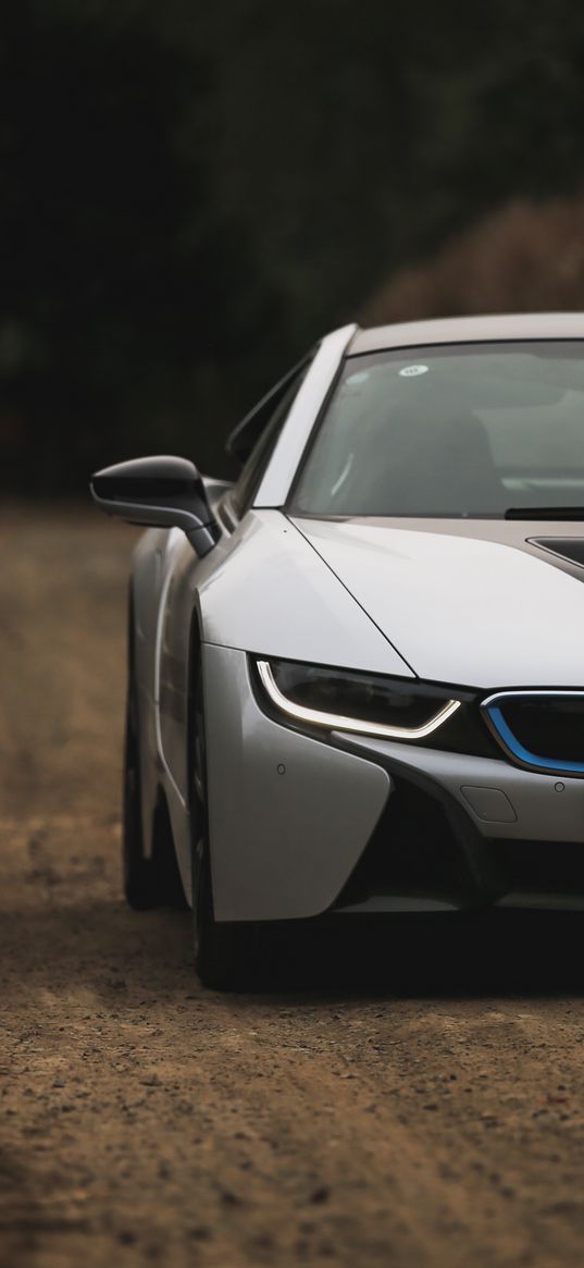 bmw i8, bmw, car, white, front view