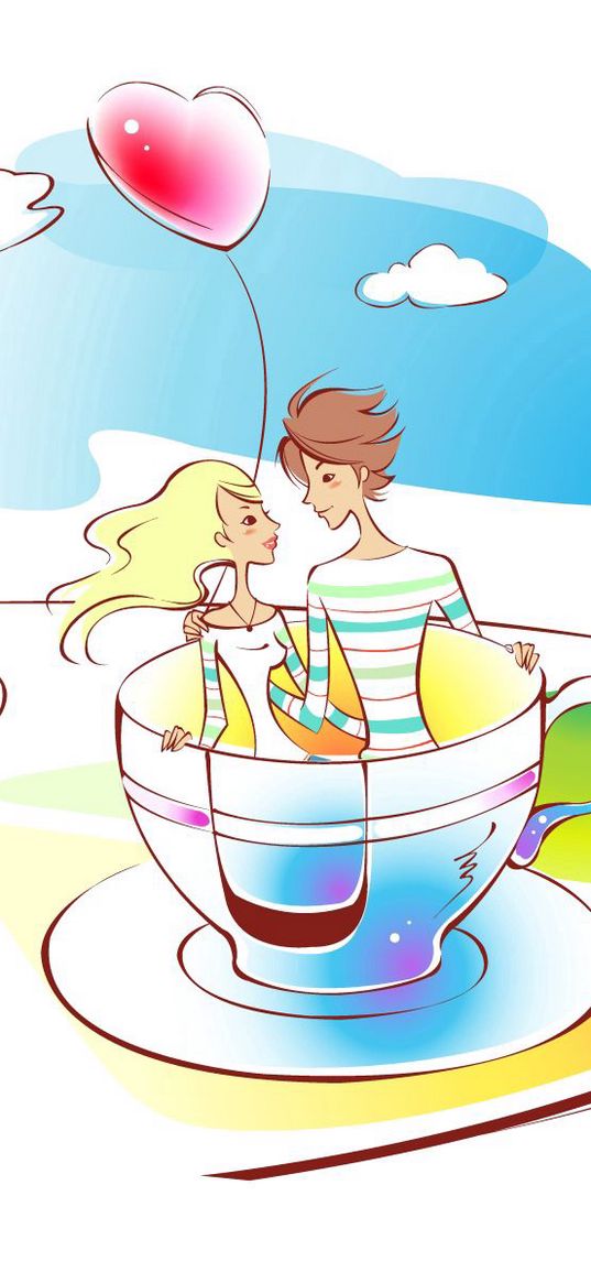 couple, art, drawing, love, cup, carousel, happiness