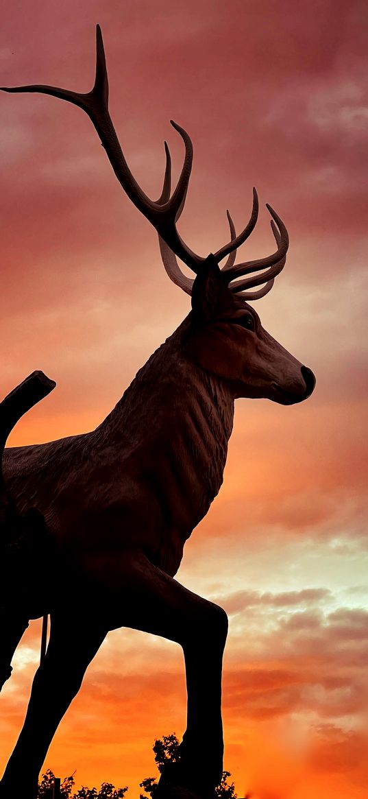 deer, animal, dummy, sunset