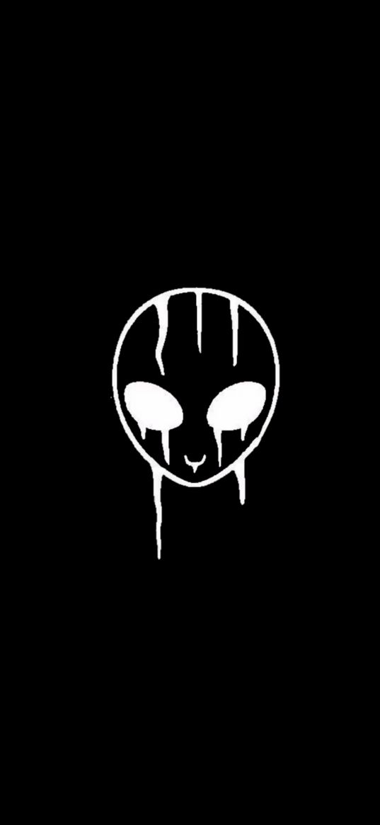 alien, smudges, white, black background, art