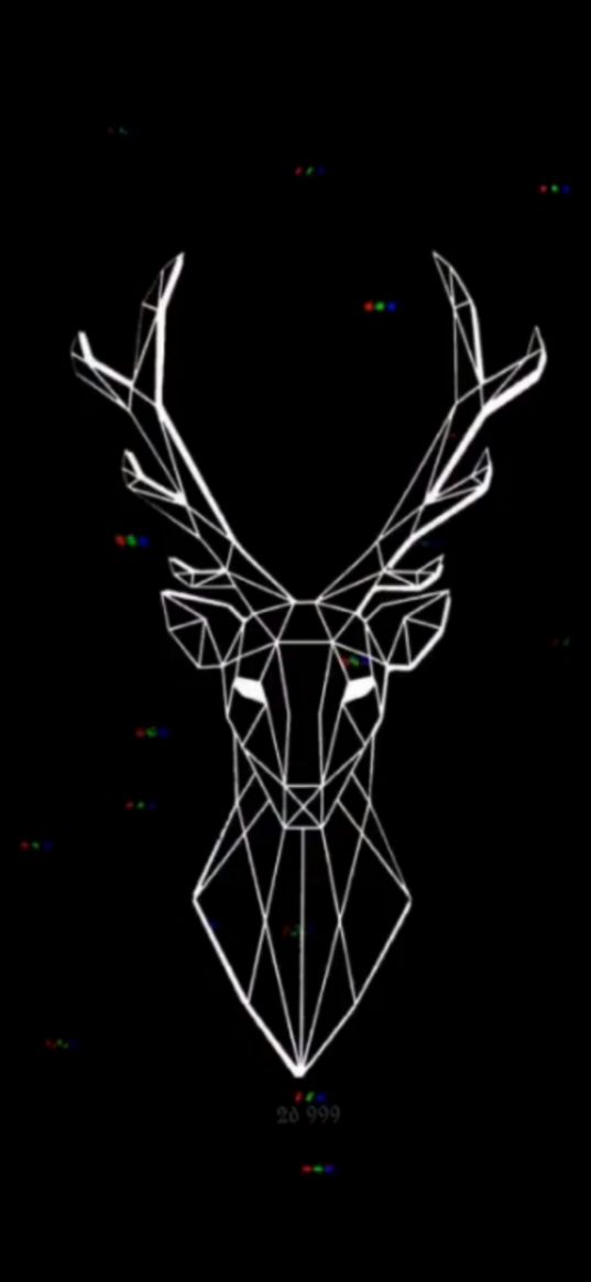 deer, silhouette, geometry, pixels, black background, art