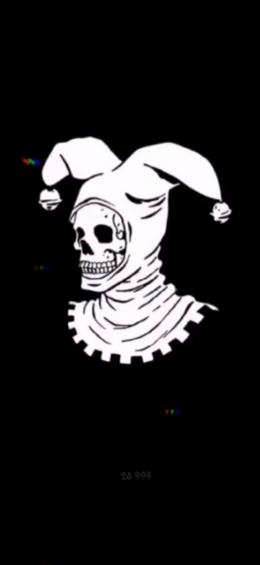 skull, cap, jester, black background, art