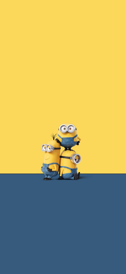 minions, despicable me, cartoon, characters, yellow, blue