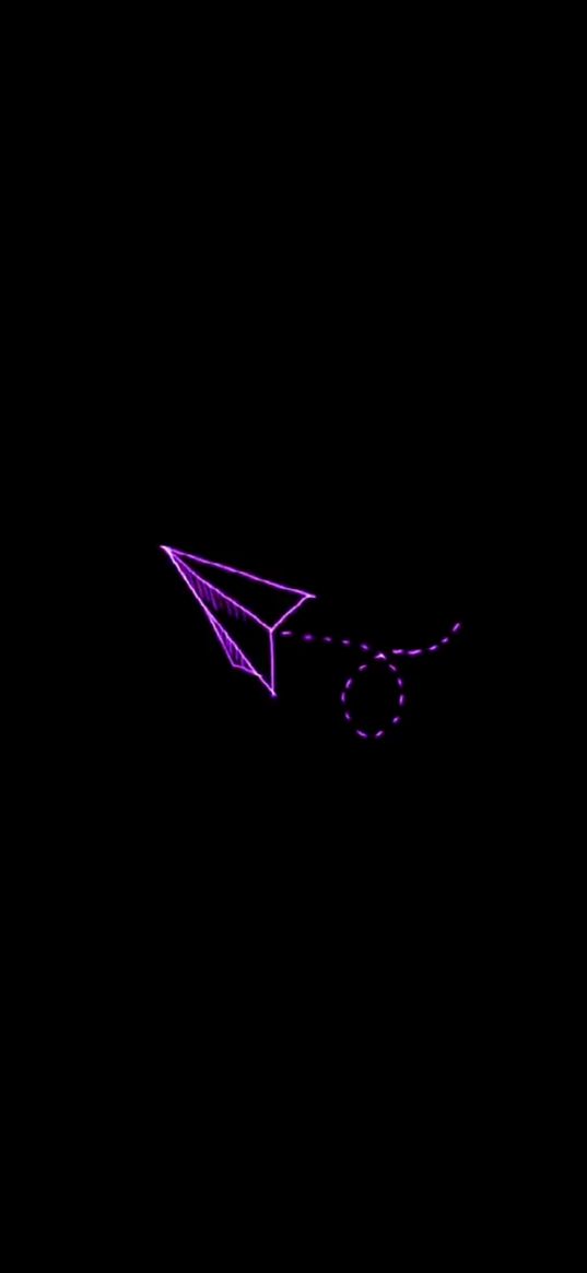 airplane, dotted line, purple, black background, art