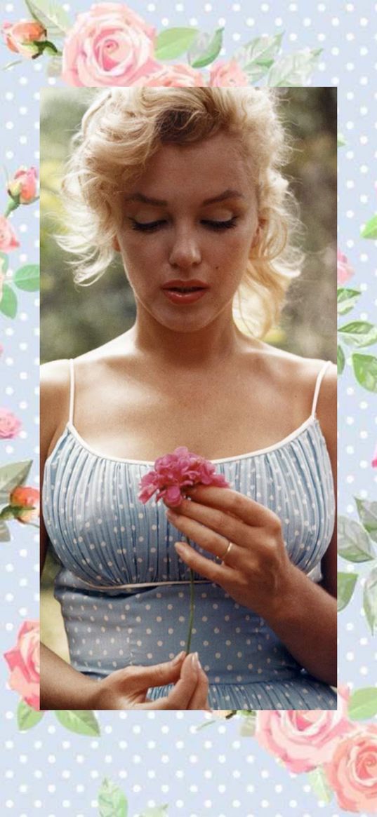 marilyn monroe, actress, girl, flower, frame