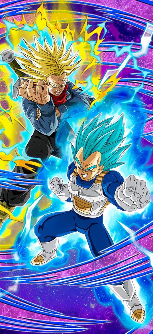 trunks, vegeta, dragon ball, anime, fighters, evil, lightning, super power, art