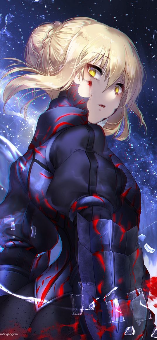 saber alter, fate, anime, shards, blood, starry sky