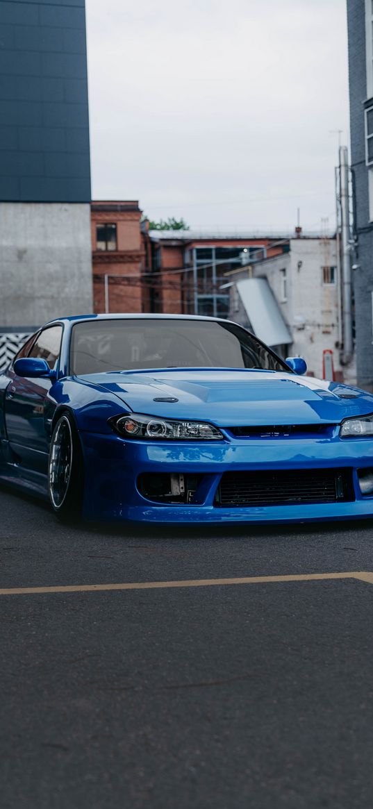 nissan silvia, nissan, car, blue, parking