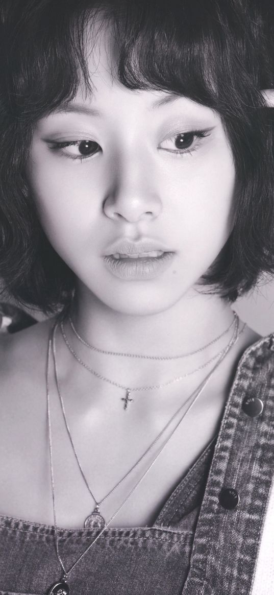 iu, k-pop, singer, girl, portrait, black and white