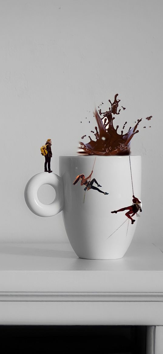 cup, mug, drink, men, assault, art