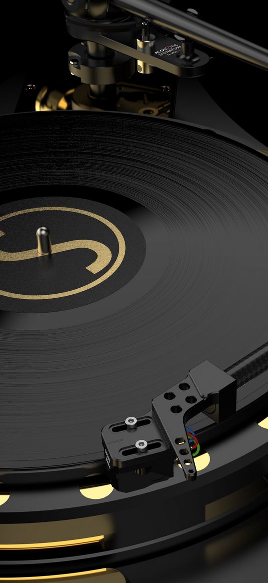 turntable, music, black, golden