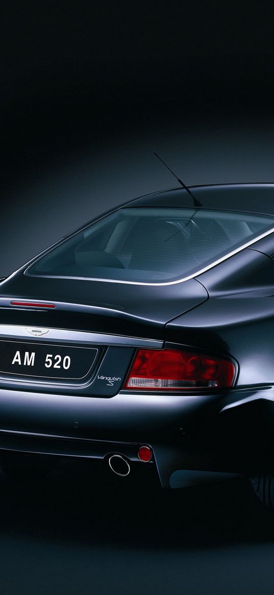 aston martin, v12, vanquish, 2004, black, side view, style