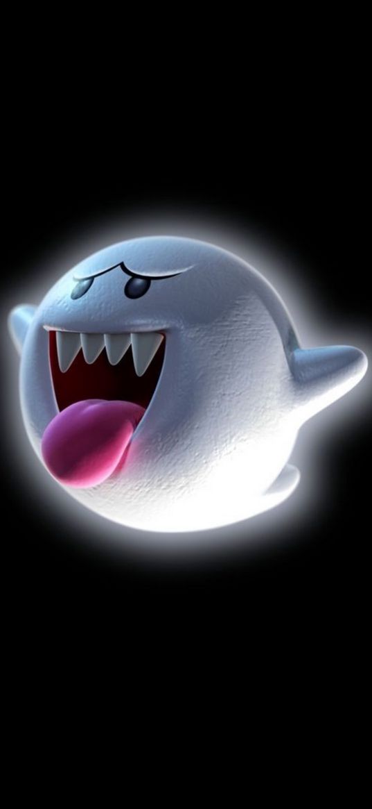 ghost, tongue, funny, white, black background, art