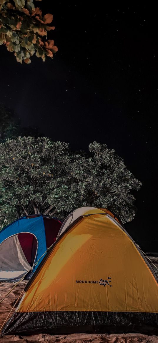 tents, camping, night, darkness