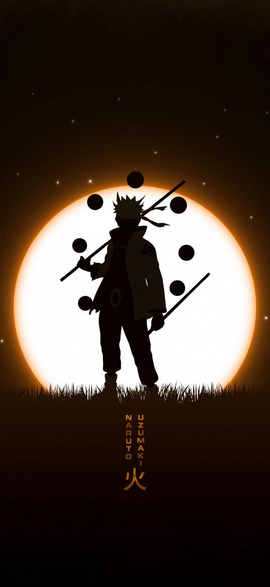 naruto uzumaki, sun, silhouette, anime