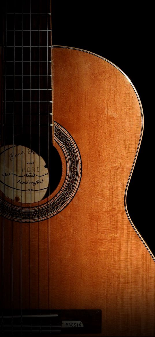 guitar, acoustics, instrument, music, shadow, black background