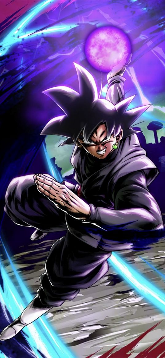 black goku, dragon ball, anime, character, ball, magic, art