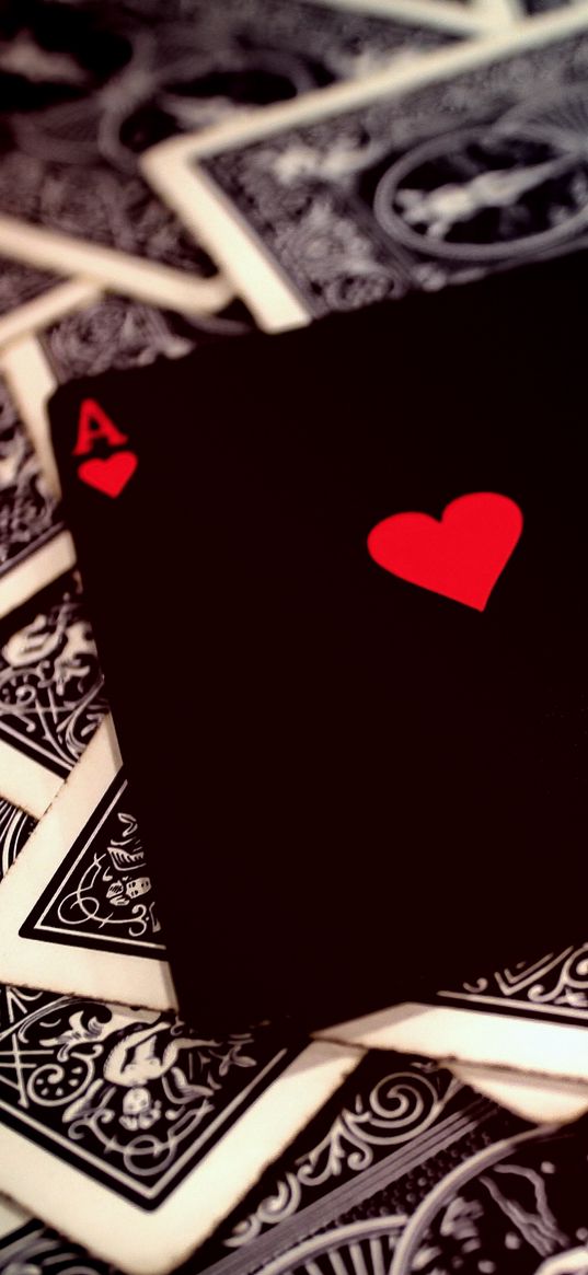 ace, cards, hearts, heart, suit, black, red