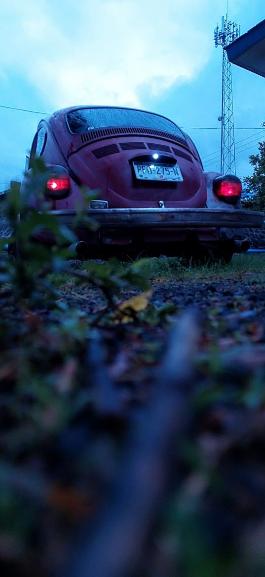 volkswagen, retro, beetle, rain, car