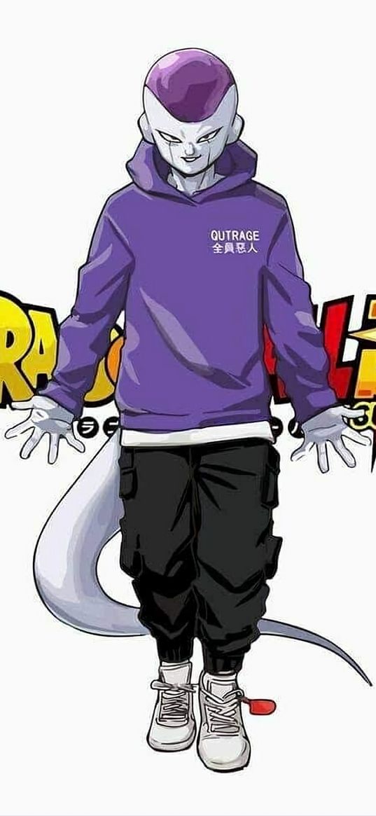 frieza, dragon ball, anime, villain, hoodie, trendy, tail, white background, art