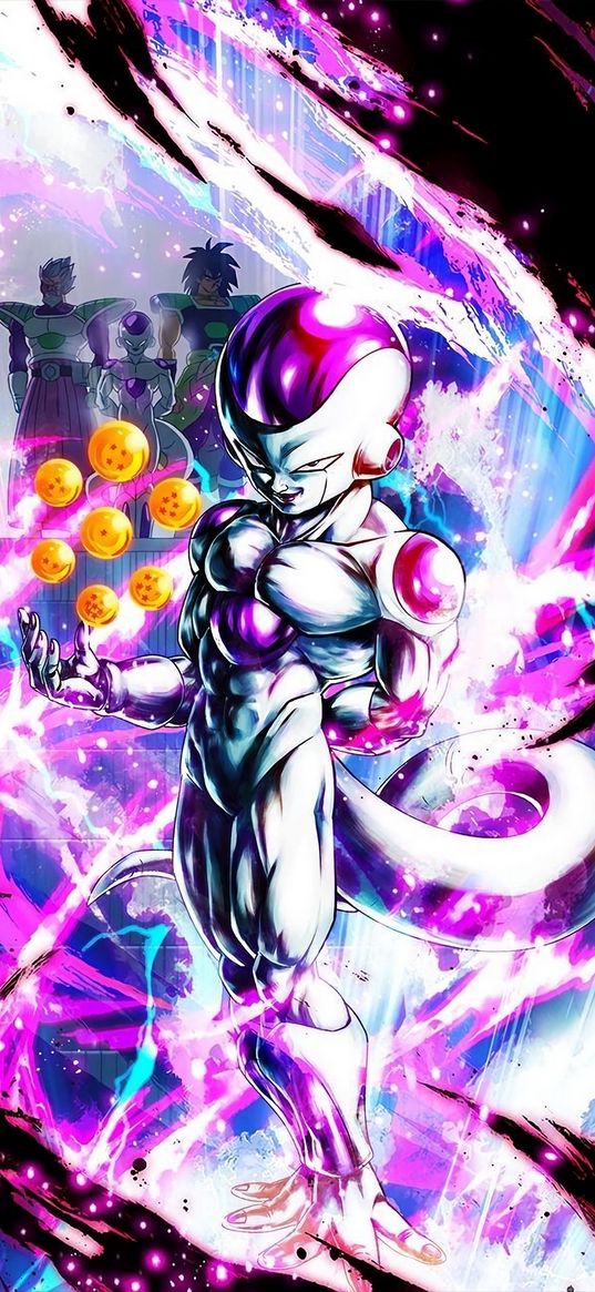 freezer, dragon ball, anime, character, alien, magic, art