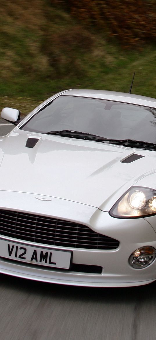 aston martin, v12, vanquish, 2004, white, front view, auto